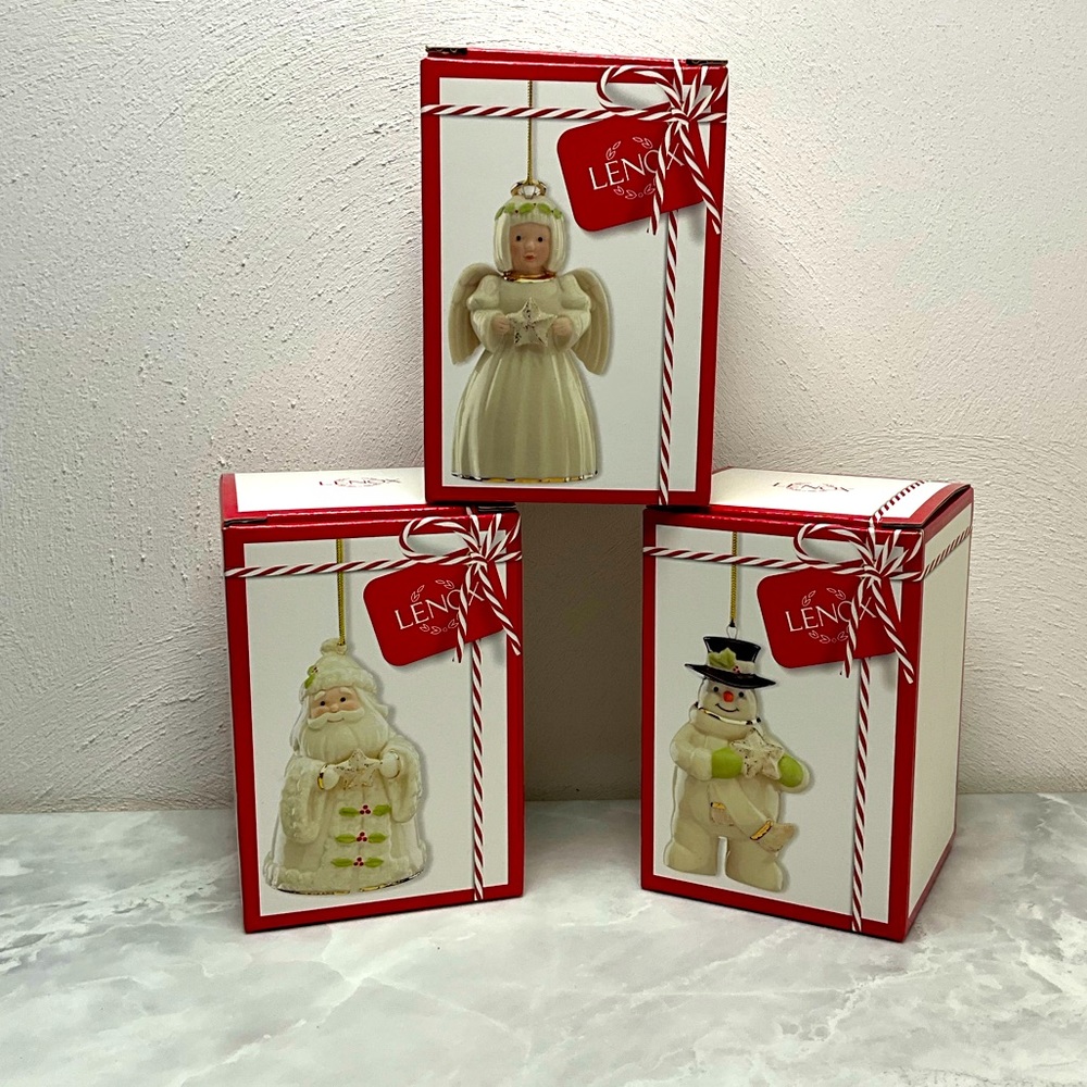 Lenox Holiday Cheer Porcelain Ornaments—24 kt GOLD